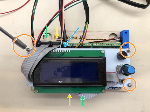 Note the ribbon cables go to their corresponding color.  Note the red edge and which way it is positioned.