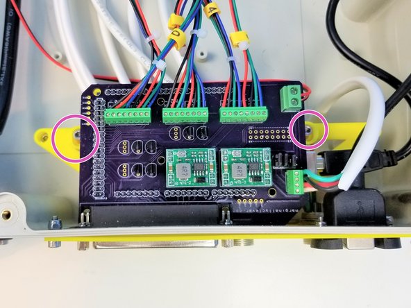 Secure the assembled Arduino Tray with the Right Angle D-Sub Connector to the Case Wall Adapter Slot using the Hex Head Screws
