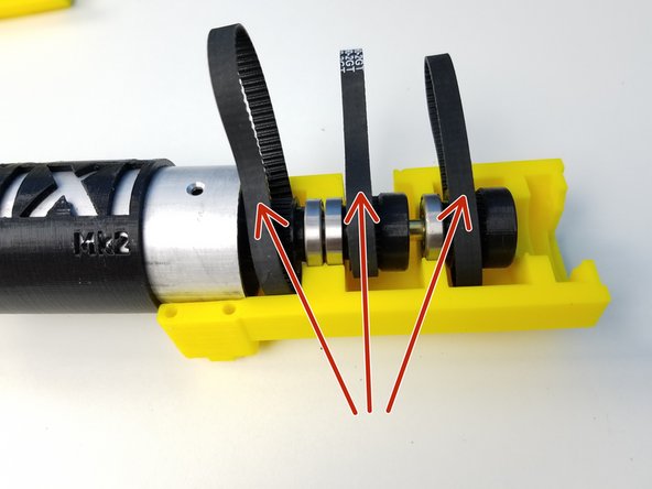 Place the GT-2 Timing Belts around the Small Pulley Gears