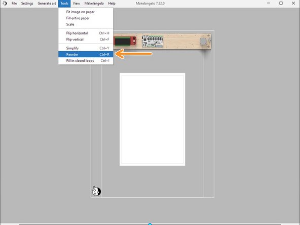 Reorder rearranges the existing lines to reduce the total amount of travel moves.  Try it when &quot;show travel moves&quot; is turned on!