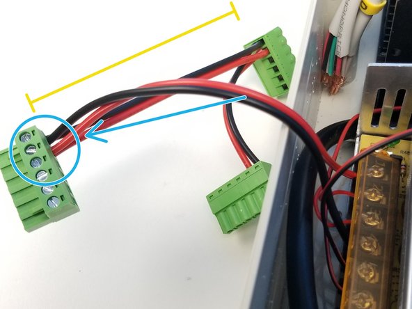 Now repeat the second step with the longer 18AWG cable and the 18AWG cable that's already in the PSU with the last 6-pin screw terminal