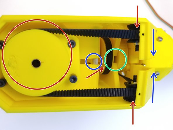 Shift the Top Fork back and align the &quot;Pulley Separating Wall&quot;