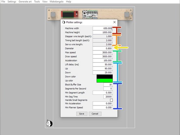 Machine width and Machine height control the size of the maximum allowed drawing area, aka the work area.