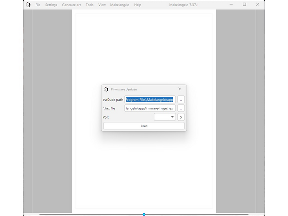 In avrDude path, click the '...' and surf to C:\Program Files\Makelangelo\App