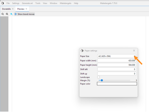 Change the machine size to HUGE.  Settings &gt; Plotter settings &gt; Makelangelo HUGE.  This is purely visual, it does not affect output.