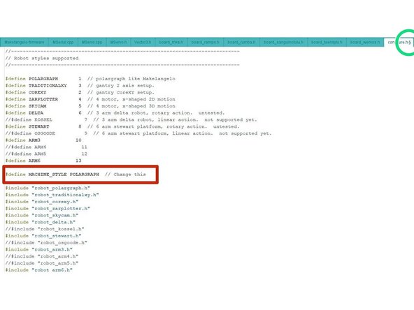 Confirm that in the tab configure.h, the line reads #define MACHINE_STYLE POLARGRAPH.  This firmware runs on many styles of robots and this sets the correct style.