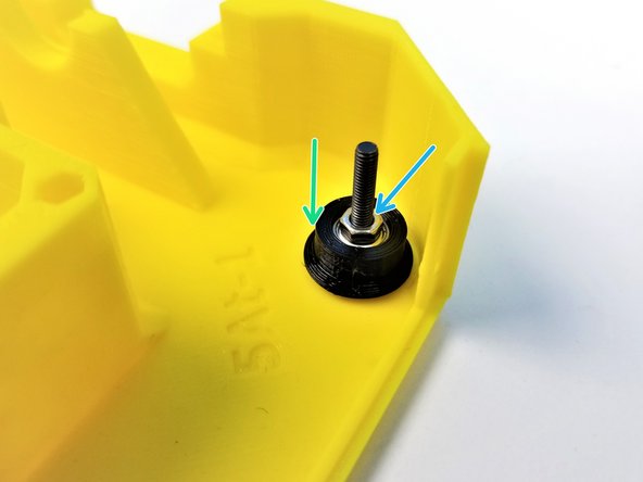 Slide one of the Bearing Sleeves to the M3x20mm Screwss with the flanged part on the bottom