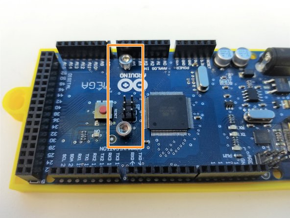 Use the M3x10mm Screws and M3 Nylock Nuts to secure the Arduino to the Tray