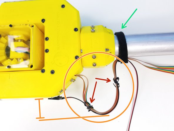 Secure the Servo Extension Cable to the Wrist &amp; Hand Sensor Cables using the Twist Ties