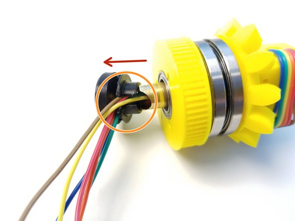 Insert the the cable end of the Brass Tube {Sensor Shaft} through the Assembled Side Bevel Gear