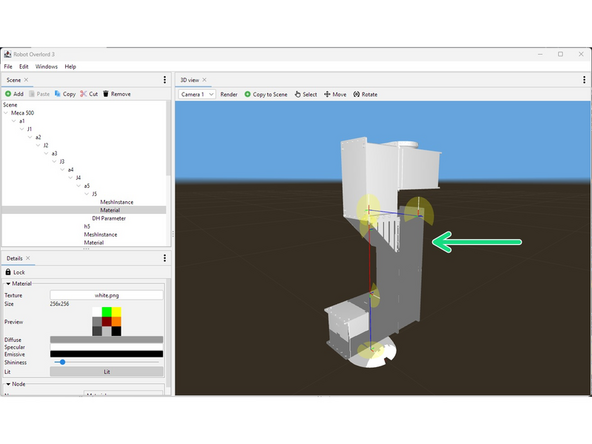 In the Scene tab next to each MeshInstance there is a Material node.