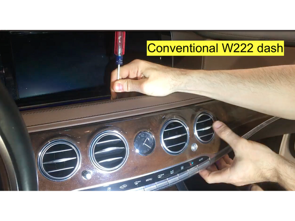 In order the install the EIS jumper, the ignition switch must be removed from the dash. There are two W222 dash variants: