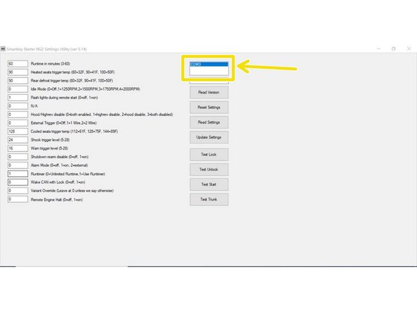 Select COM port that programmer is plugged into by clicking on COM port in upper right hand portion of the program (will be highlighted when selected)