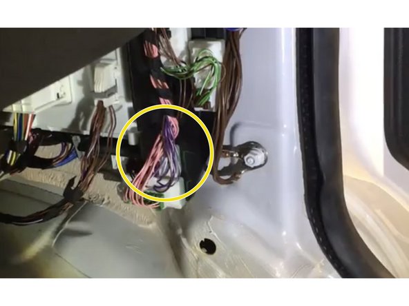 Locate CAN distribution block below the A pillar with  purple and purple/white wires