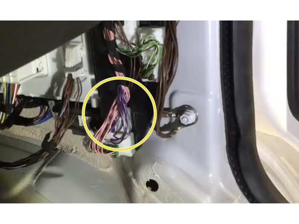 Locate CAN distribution block below the A pillar with  purple and purple/white wires