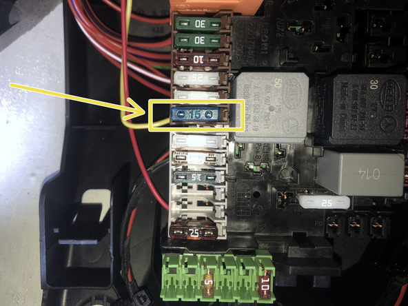 The 907RVC-I harness comes with a red power lead terminating at a fuse holder terminal. This fuse will pin into the fuse box under the passenger floor