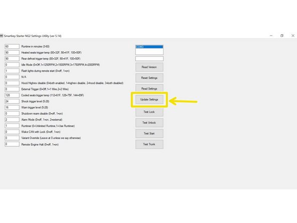To save current parameters, click update settings