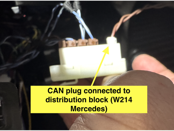 Connect CAN plug or connect CAN high and CAN low wires to specified location. Contact MCE for vehicle specific CAN connections.