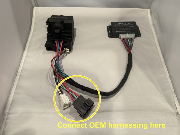Connect male 5-pin plug from T-harness to OEM 5-pin plug