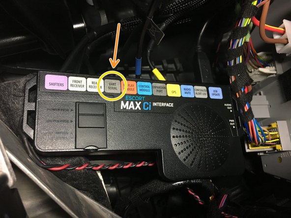 Plug RJ22 from MAXINTinto port labeled UART SERIAL on Escort brain
