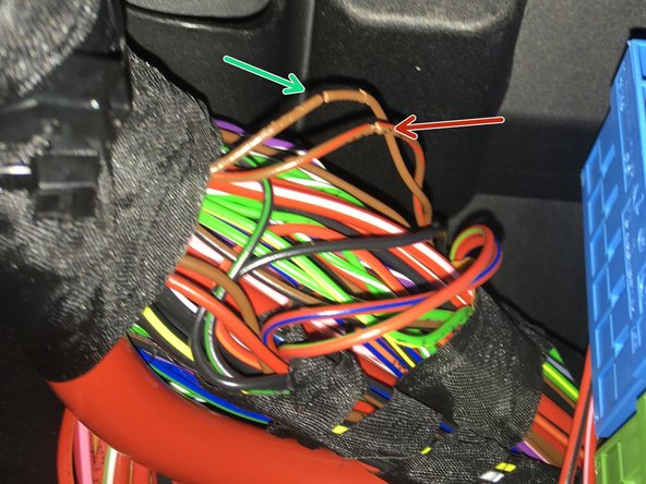 Connect and solder brown wire from 907INT harness to brown wire in factory harness (CAN low)