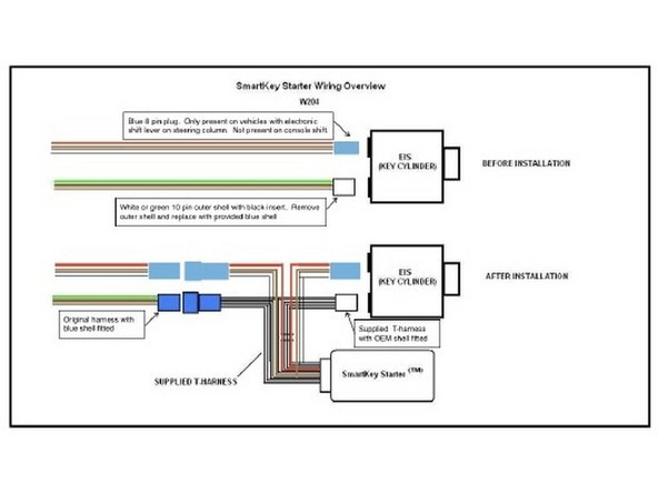 The 10-pin green or white connector will need to be modified slightly to fit into the T-harness. See pictures.
