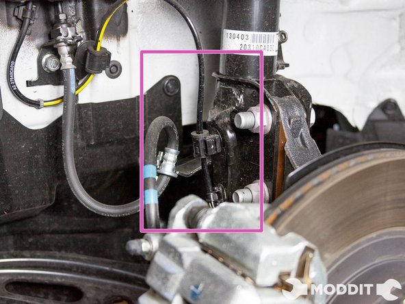 Removal/Installation of the Front Suspension: Once you have the front wheels removed, there are a few things that you need move out of the way before removing the entire front shock/strut assembly