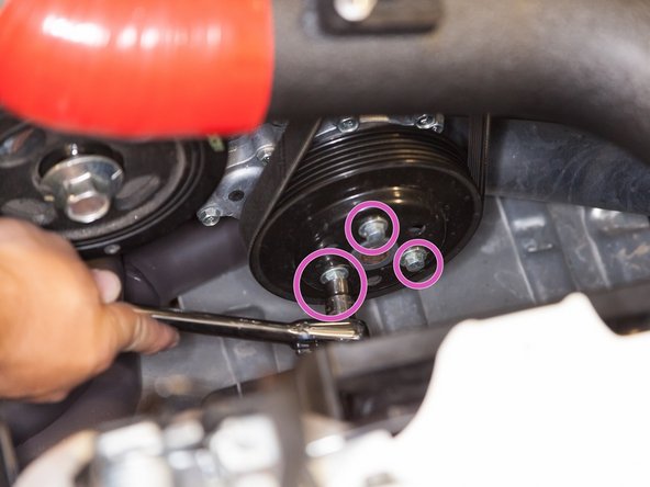 There are 3 bolts. Do not lose these bolts, as they are essential to the drive-ability of your vehicle.