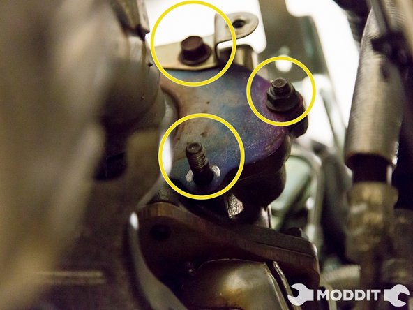 This is picture is for reference without the heat shield to show hard to see bolts when looking from top