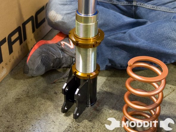 The next thing to do is replace the springs. If you are following this as a guide but you are not replacing the springs, you simply have to check the torque/tightness of any nuts/bolts used on the coilovers and move on  to the “REAR SUSPENSION REMOVAL &amp; INSTALL” in step #8.