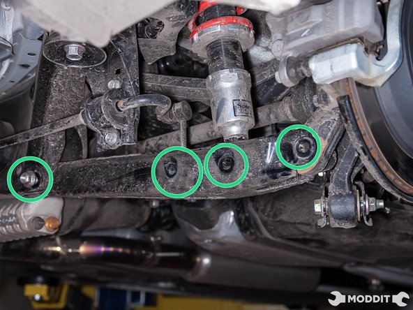 Once sway bar links are disconnected, remove the remaining bolts.