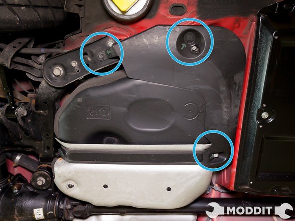 There is a stock, fuel tank under tray protector that is quite small and not nearly as protective as the ones you're looking to install. Remove it by taking out the bolts and clips and put it aside.