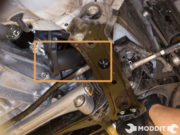 After twisting and twisting, the over pipe should now be in place and you are ready to bolt up the header and the up pipe.