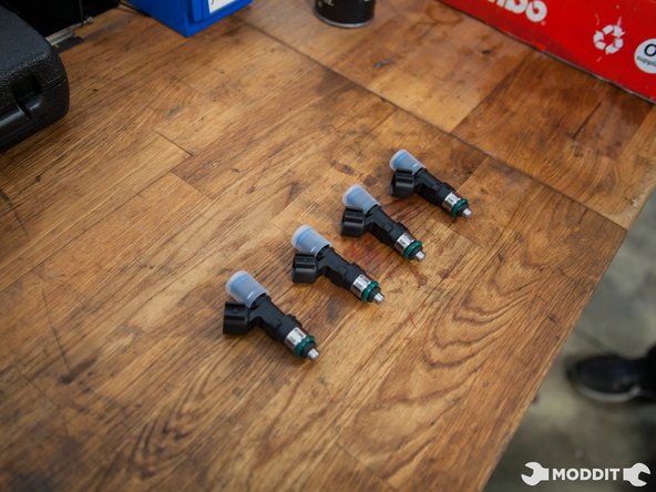 After the injector seats are inserted, the fuel rail is ready for the injectors.