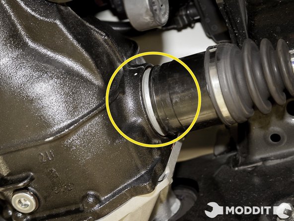 Using a soft mallet make sure your axles go in enough to engage and seal the area originally removed from. In the picture here you can see just how close they have to be to the pumpkin.