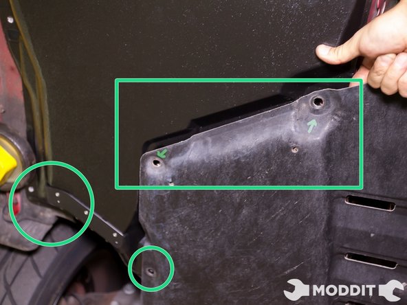 Once ready to install the Central/Left Under Body Tray and with the help of a friend to hold the piece up, the forward most section of the panel slides over the engine under tray/protector.