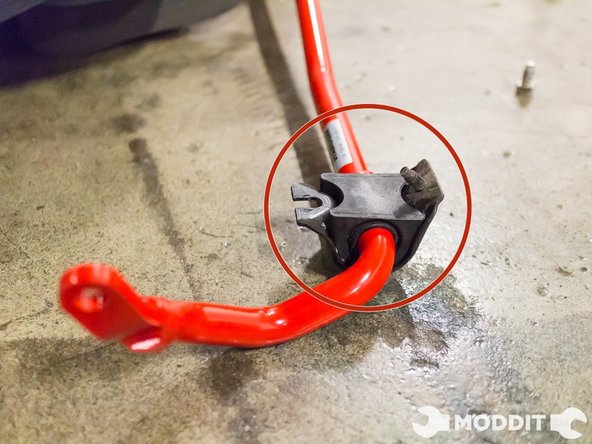 then place the brackets on the sway bar D-bushings as such