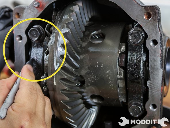 You will then want to mark the two metal retainers securing the Bearing Holder and Bearing in order to maintain a proper re-installation. They are also side specific and is why we marked them