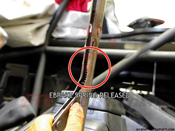 As you can see, there is now no spring to push the ebrake button back into place. This is great, except we want to leave the ebrake engaged sometimes (this is where the DiF Spin Turn Knob comes in).