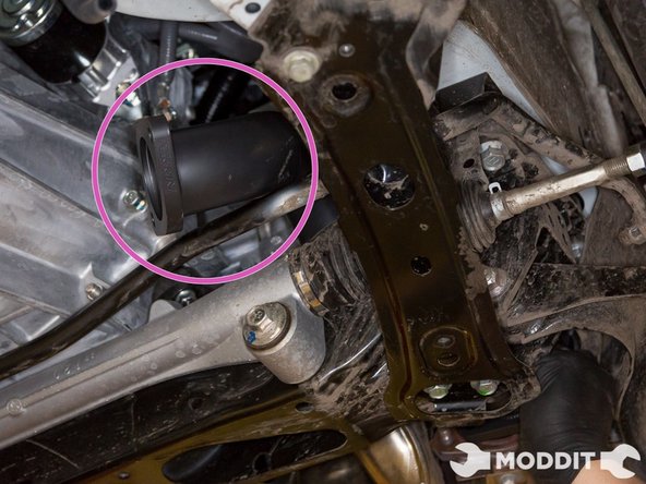 Twist in a counter clock wise motion until the two flanges meet their matches on the front and rear of the pipe.