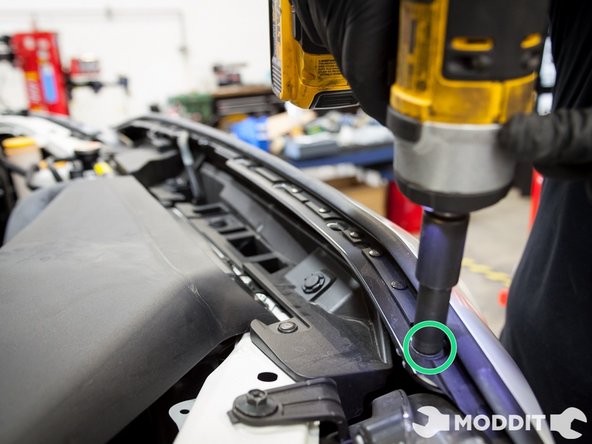 The last set of fasteners are 10mm socket bolts. They're on the top of the bumper in the engine bay.