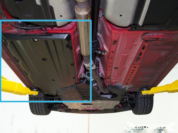 Once all the bolts and clips are secure this is what you should be left with. Now a larger area of your Central/Left underside is protected by the OEM undertray.