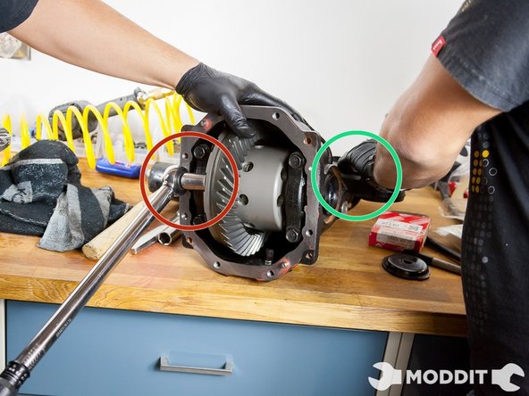 Also at this point you will continue to tighten down the LSD ring all the way up to factory torque levels. The goal is to get it as tight as the factory FSM recommends. Traditionally torque specs for an LSD ring range between 95 to 100 Lbs of torques.