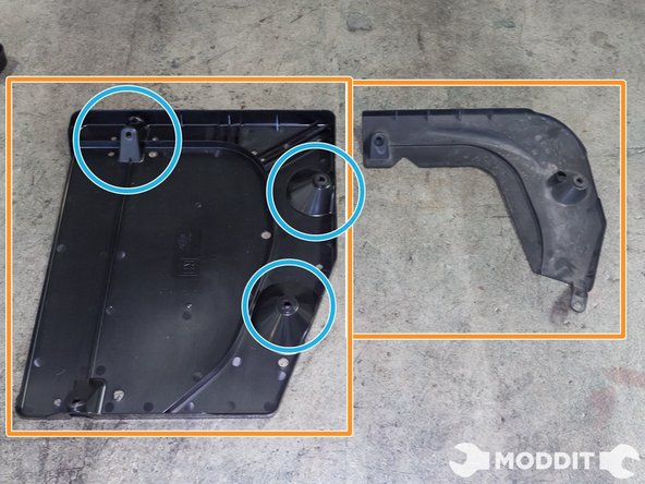 Once out, you can compare the stock under tray protector and the new right/fuel tank undertray from the Subaru Blue series.