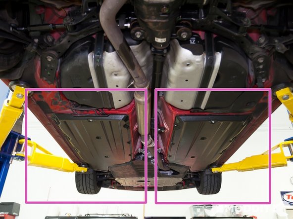 After all clips are installed and bolts tightened. This is what the complete central underbody trays attached should look like. You're half way there!