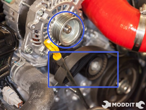 Although the belt is loose, do not remove it, as you do not want to forget the orientation of the belts.