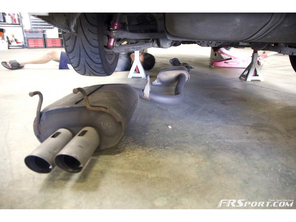 You will also want a second person or jack to help support the rear muffler of the exhaust.
