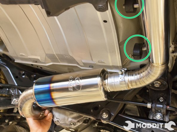 The initial step of installing the 60S would be to hang the axleback portion of the exhaust first.