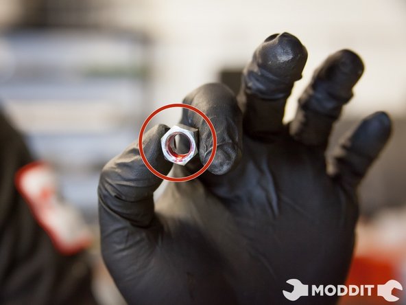 We recommend the red Loctite to secure the nuts and bolts.