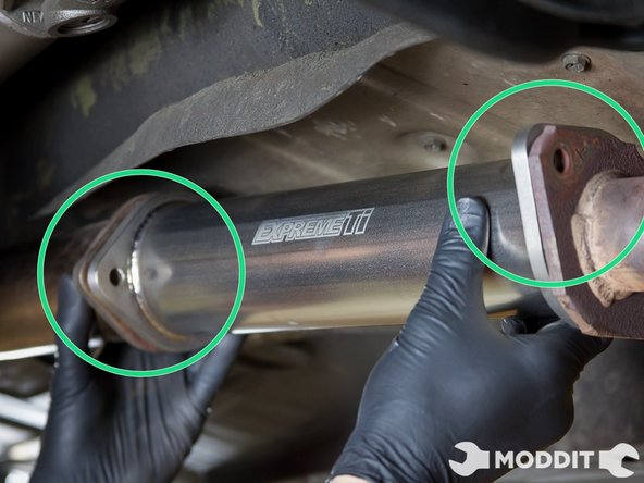 After the "Dummy Cat" is removed hold the new Tomei Ti Test Pipe up to the section where it needs to go. As you can see the fitment is spot on. It should simply fit perfectly.